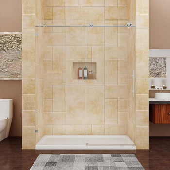 FULLY FRAMELESS SLIDING SHOWER DOOR GLASS POLISHED CHROME BP05P2